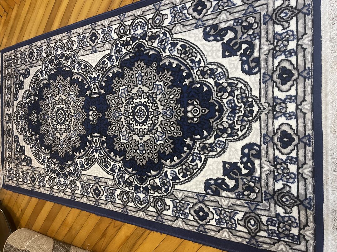 Klassik ornamentli xalça (göy-ağ) - 1